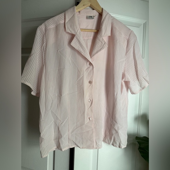 Carry Back Pink/White Gingham Short Sleeve Top Sz 14 Preppy Coastal Cowgirl - Picture 1 of 10